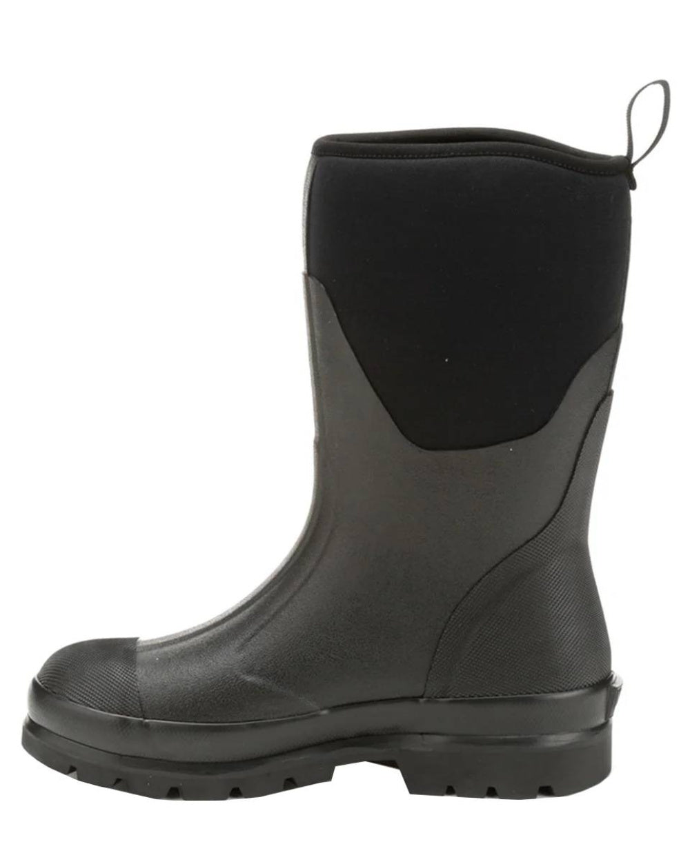 Black Coloured Muck Boots Womens Chore Classic Mid Wellingtons On A White Background