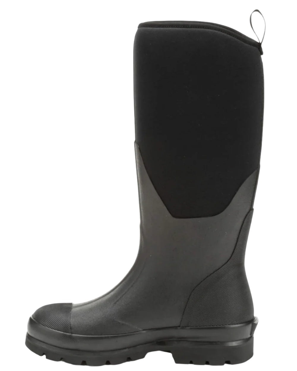 Black Coloured Muck Boots Womens Chore Classic Tall Wellingtons On A White Background