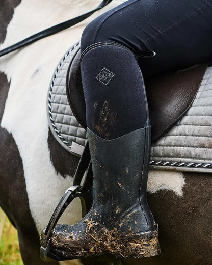 Black Coloured Muck Boots Colt Ryder All Conditions Riding Boots on Outdoor Background
