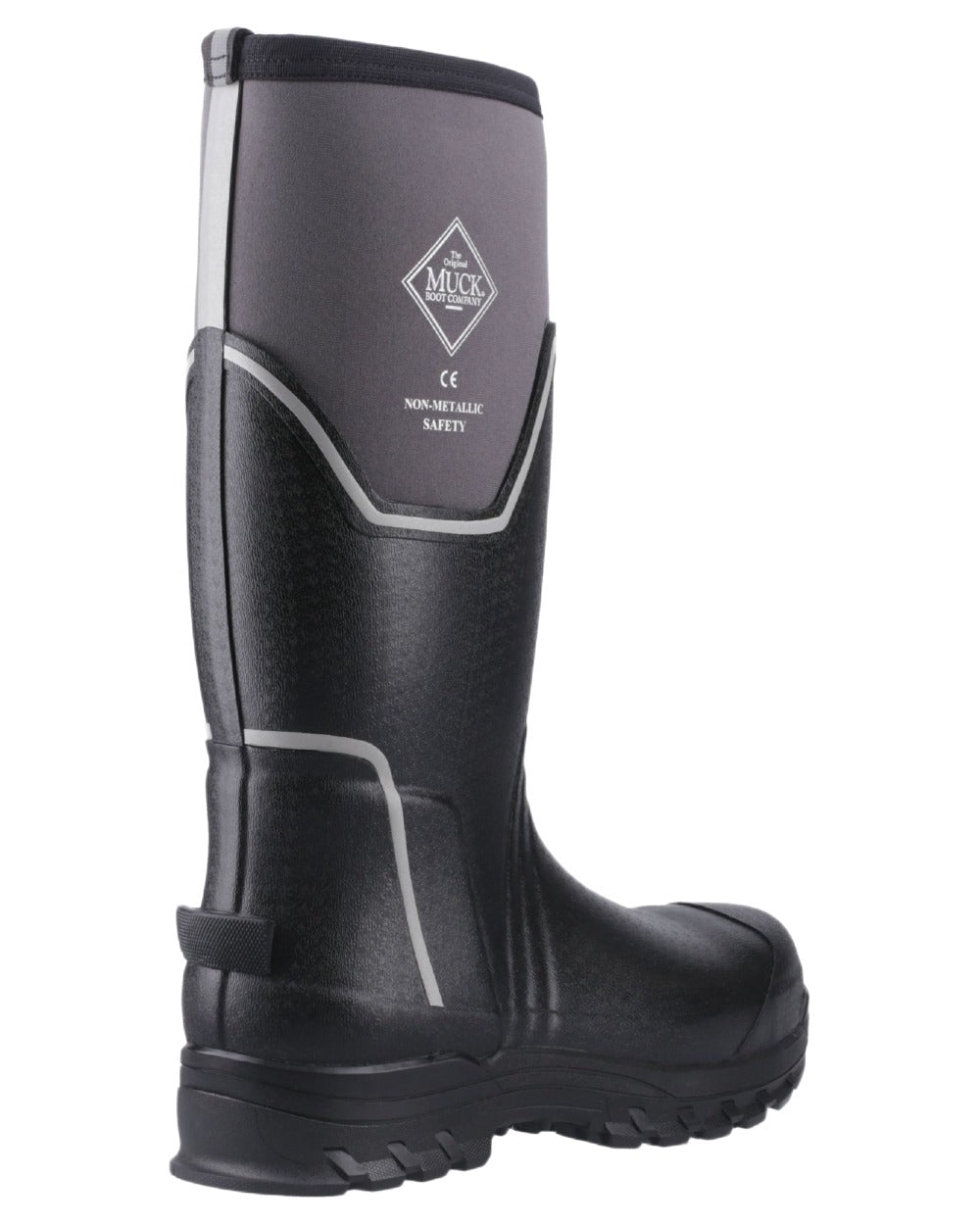 Black Grey Coloured Muck Boots Mens Grit S5 Tall Boots on White Background
