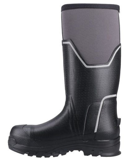 Black Grey Coloured Muck Boots Mens Grit S5 Tall Boots on White Background
