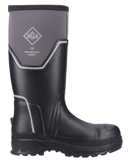 Black Grey Coloured Muck Boots Mens Grit S5 Tall Boots on White Background
