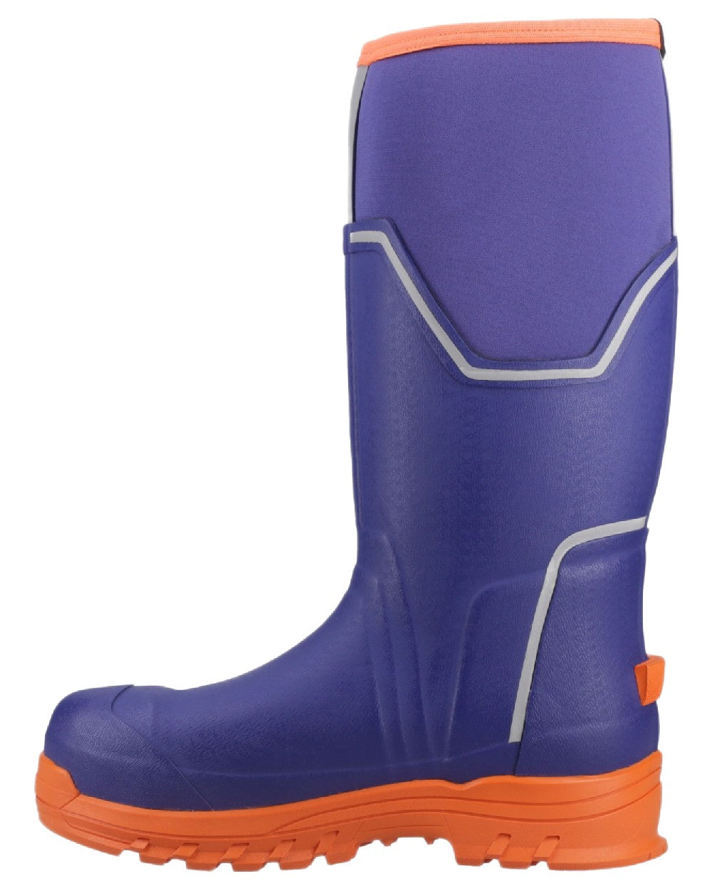 Blue Orange Coloured Muck Boots Mens Grit S5 Tall Boots on White Background
