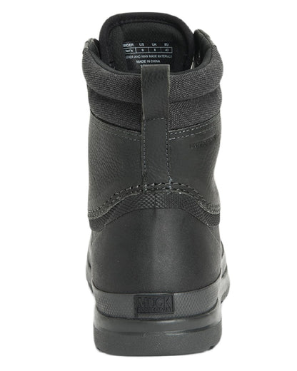 Black Coloured Muck Boots Mens Originals Duck Lace-Up Leather Short Boots on White Background
