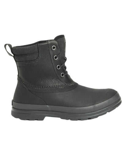 Black Coloured Muck Boots Mens Originals Duck Lace-Up Leather Short Boots on White Background
