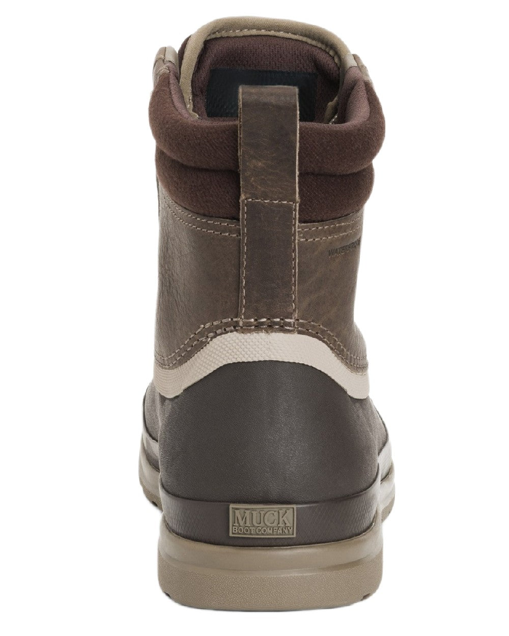 Taupe Coloured Muck Boots Mens Originals Duck Lace-Up Leather Short Boots on White Background
