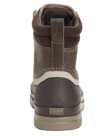 Taupe Coloured Muck Boots Mens Originals Duck Lace-Up Leather Short Boots on White Background
