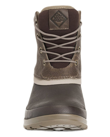 Taupe Coloured Muck Boots Mens Originals Duck Lace-Up Leather Short Boots on White Background
