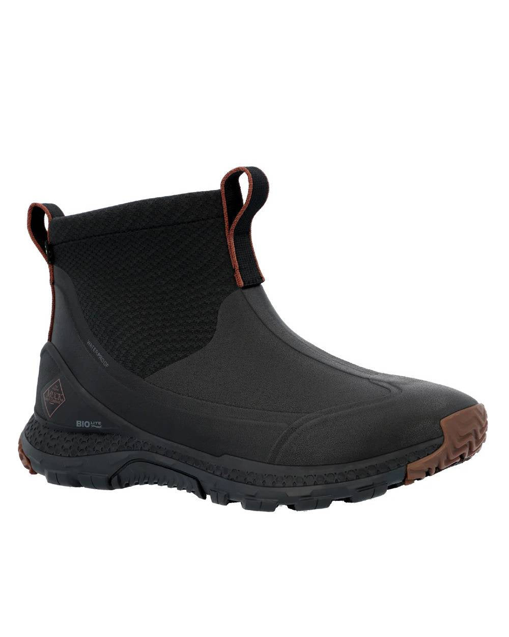 Black Coloured Muck Boots Mens Outscape Max Shoes On A White Background