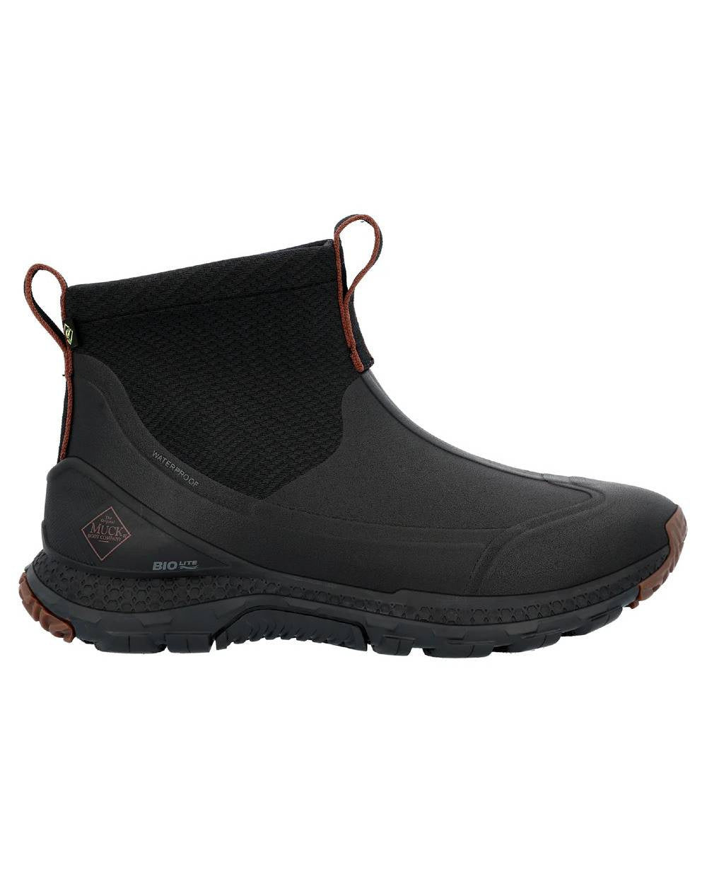 Black Coloured Muck Boots Mens Outscape Max Shoes On A White Background