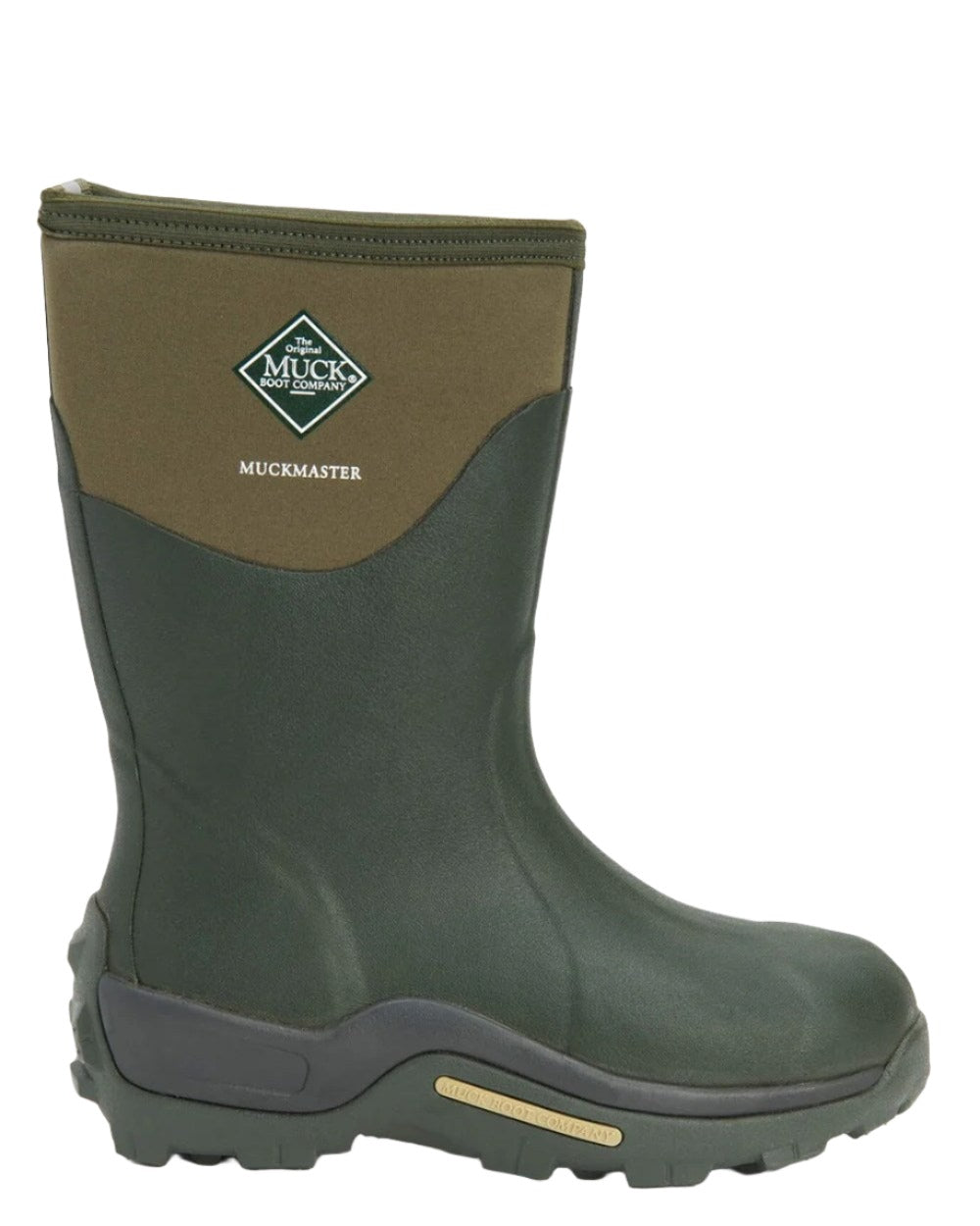 Moss Coloured Muck Boots Muckmaster Mid Wellingtons On A White Background