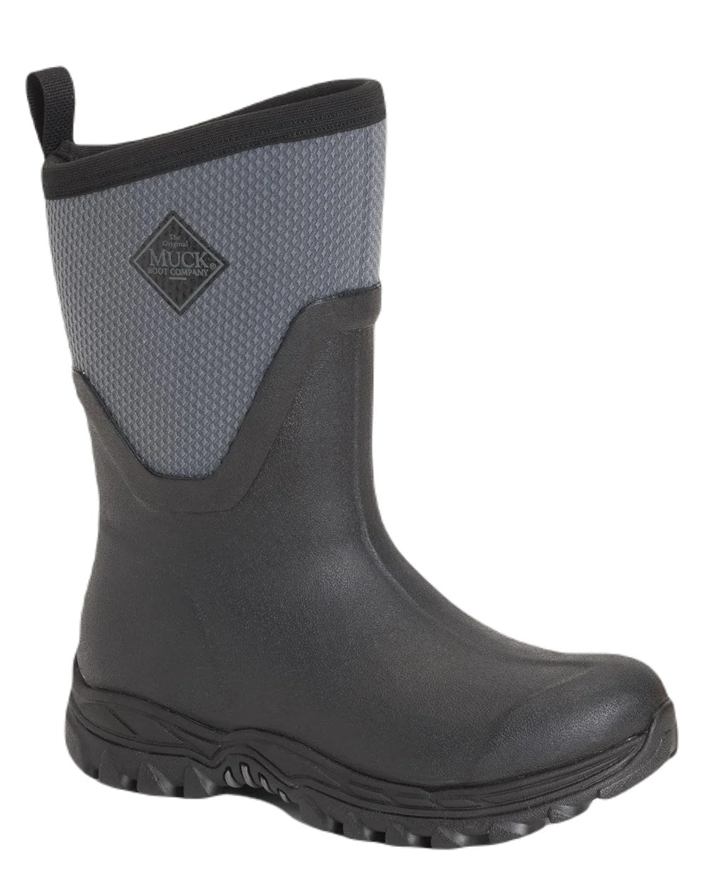 Black Grey Coloured Muck Boots Womens Arctic Sport II Mid Wellingtons On A White Background 