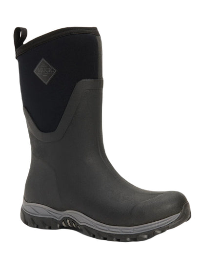 Black Coloured Muck Boots Womens Arctic Sport II Mid Wellingtons On A White Background 