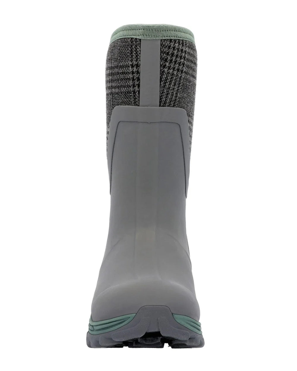 Grey Plaid Print Coloured Muck Boots Womens Arctic Sport II Mid Wellingtons On A White Background 