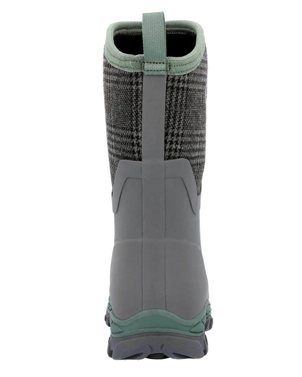 Grey Plaid Print Coloured Muck Boots Womens Arctic Sport II Mid Wellingtons On A White Background 