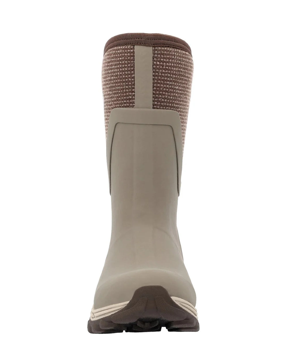 Walnut Chocolate Brown Woven Coloured Muck Boots Womens Arctic Sport II Mid Wellingtons On A White Background 