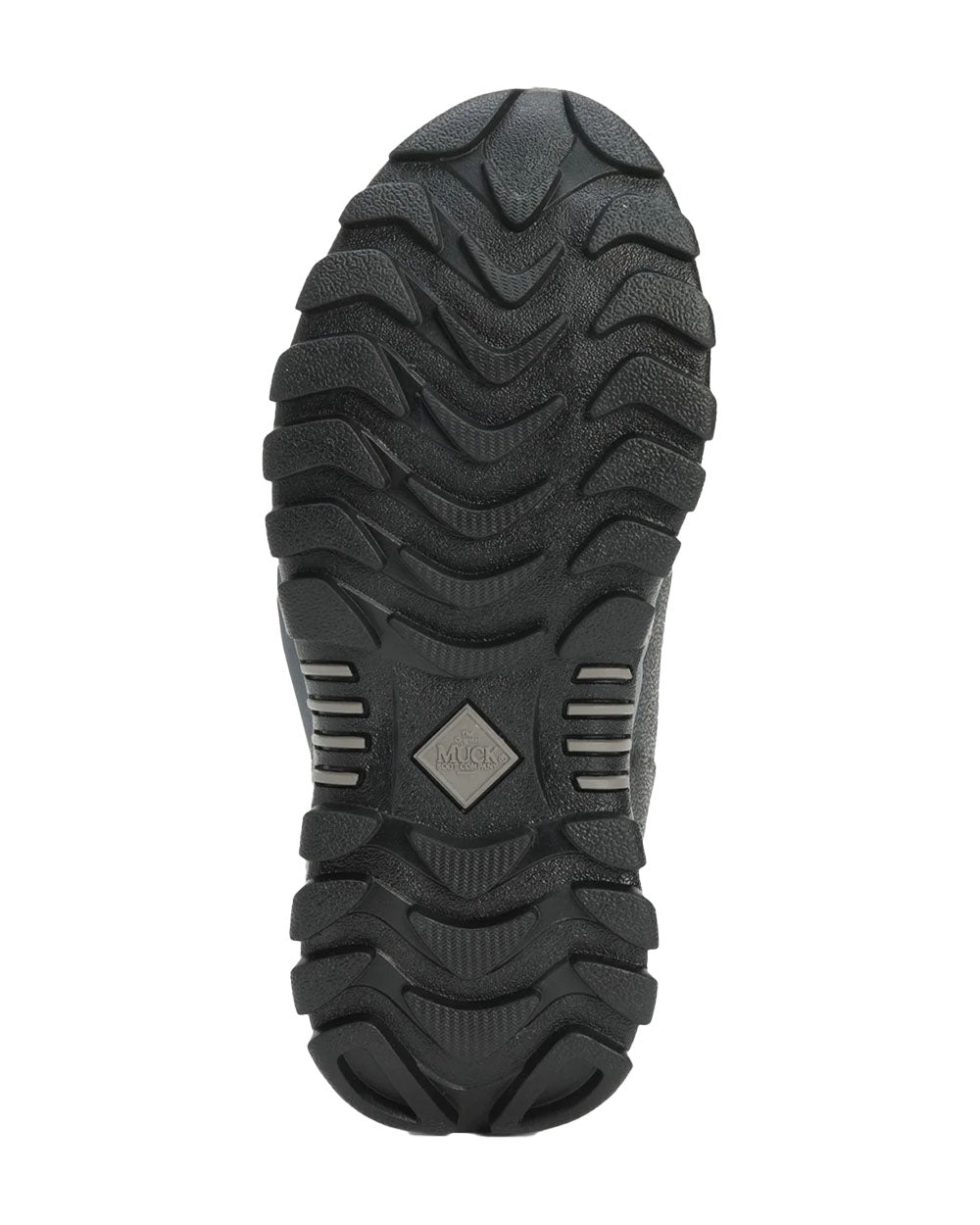 Black coloured Muck Boots Womens Artic Sport II Tall Wellington Sole on White background 