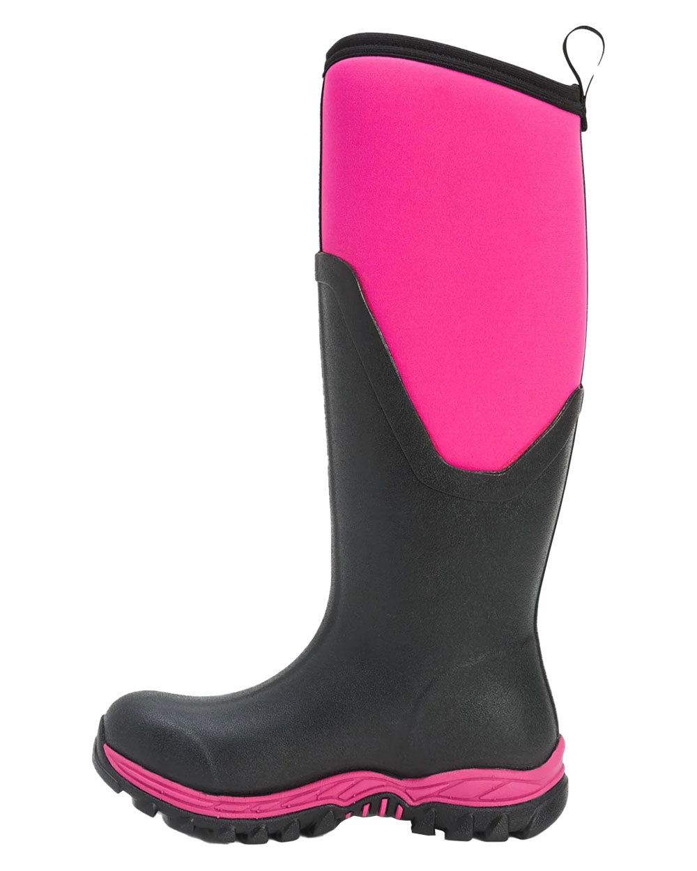 Hot Pink coloured Muck Boots Womens Artic Sport II Tall Wellingtons on White background 