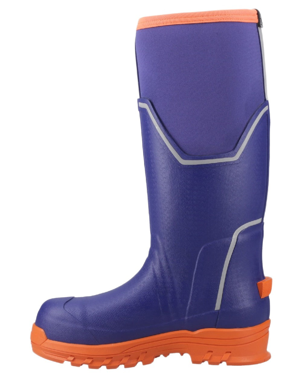 Blue Orange Coloured Muck Boots Womens Grit S5 Tall Boots on White Background
