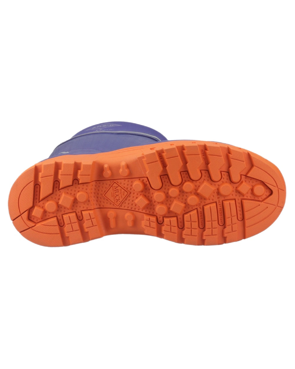 Blue Orange Coloured Muck Boots Womens Grit S5 Tall Boots on White Background
