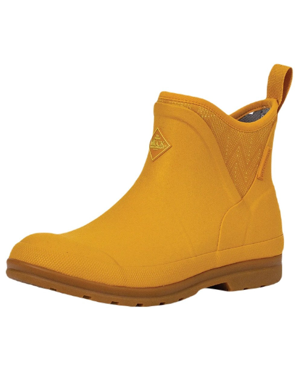 Yellow Ditsy Dot Print Coloured Muck Boots Womens Originals Pull-On Ankle Boots On A White Background 
