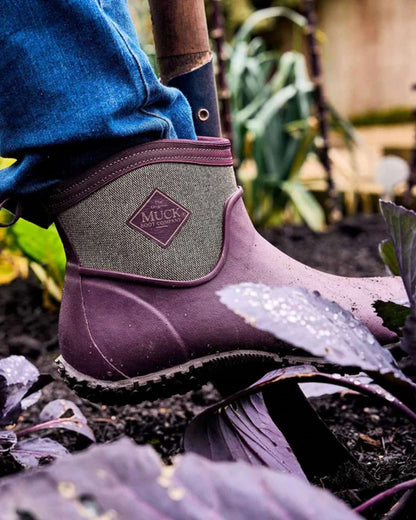 Wine Herringbone Print Coloured Muck Boots Women&