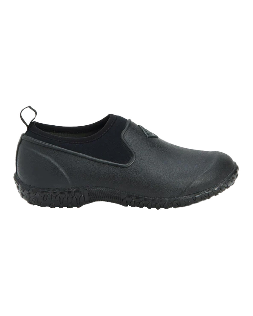 Black coloured Muck Boots Womens RHS Muckster II Low Shoes on White background 