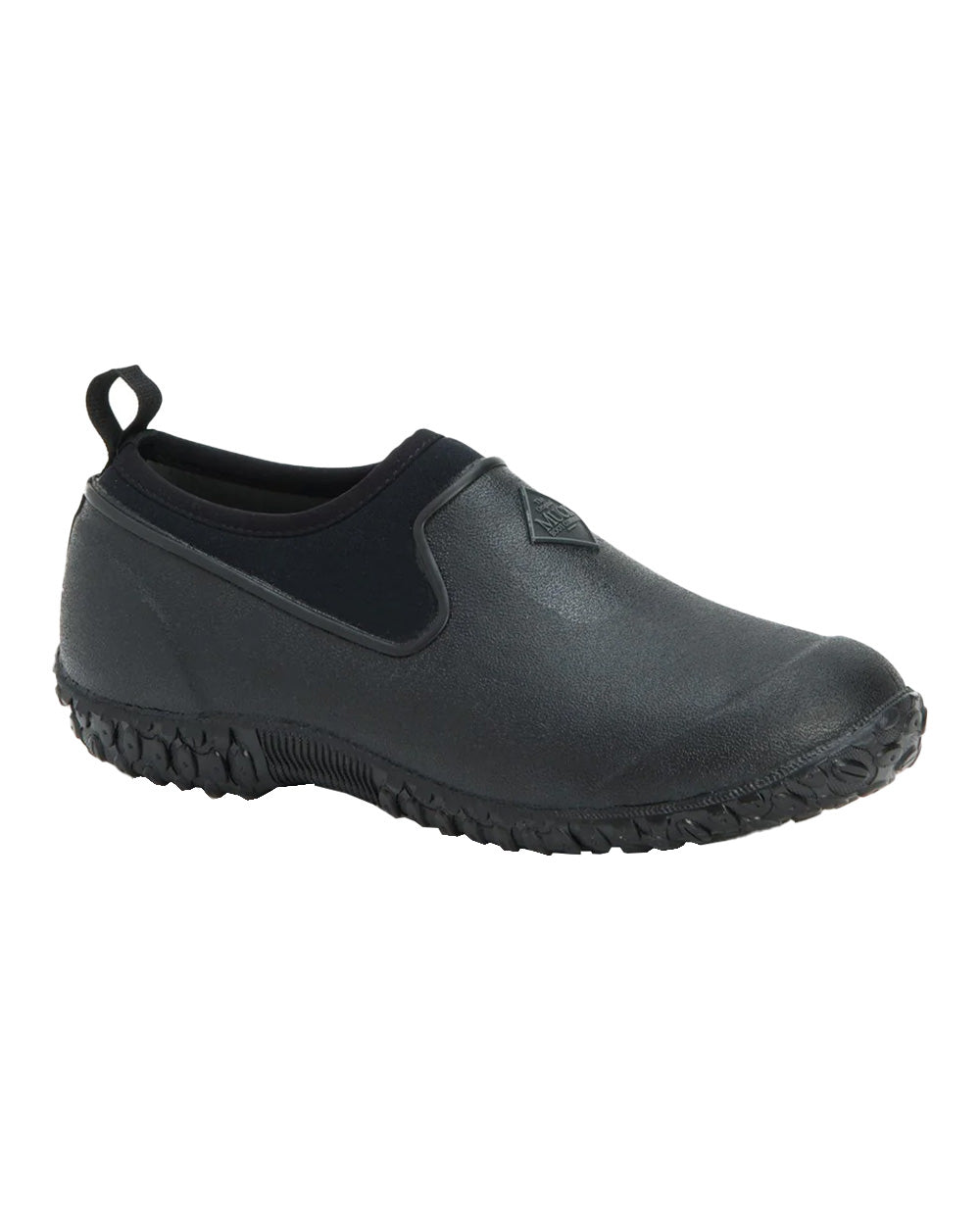 Black coloured Muck Boots Womens RHS Muckster II Low Shoes on White background 