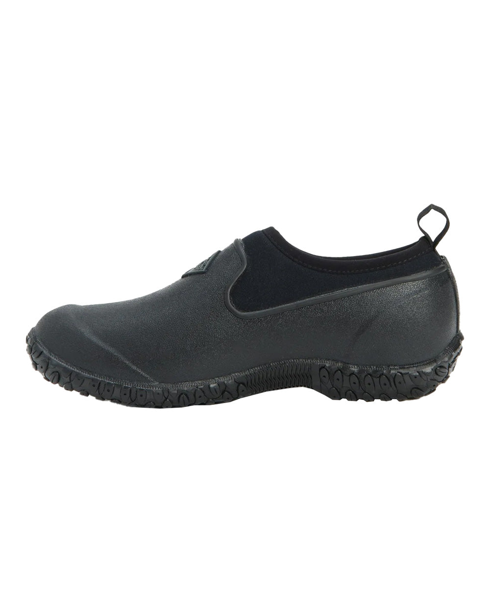 Black coloured Muck Boots Womens RHS Muckster II Low Shoes on White background 