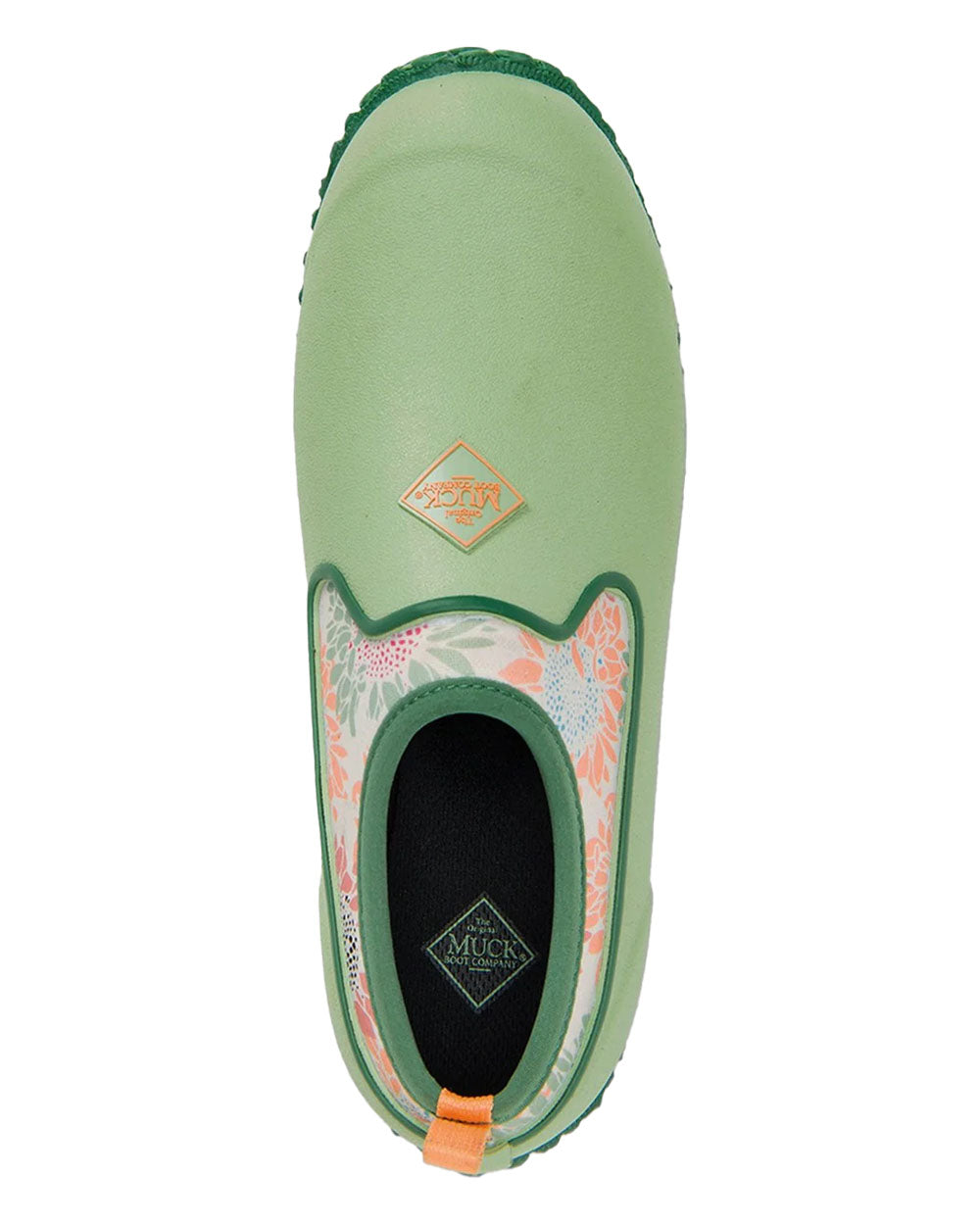 Sunflower Print coloured Muck Boots Womens RHS Muckster II Low Shoes on White background 