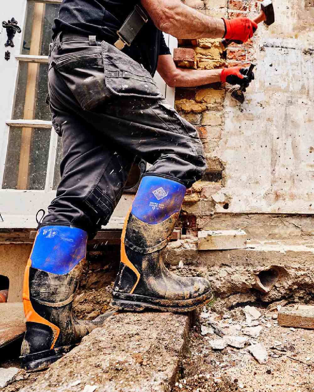 Muck Boots Chore Max Steel Toe S5 Tall Boots in Blue Orange 