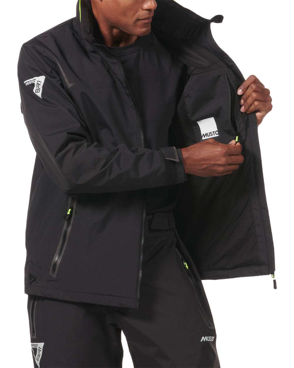 Black coloured Musto BR1 Solent Jacket on White background 