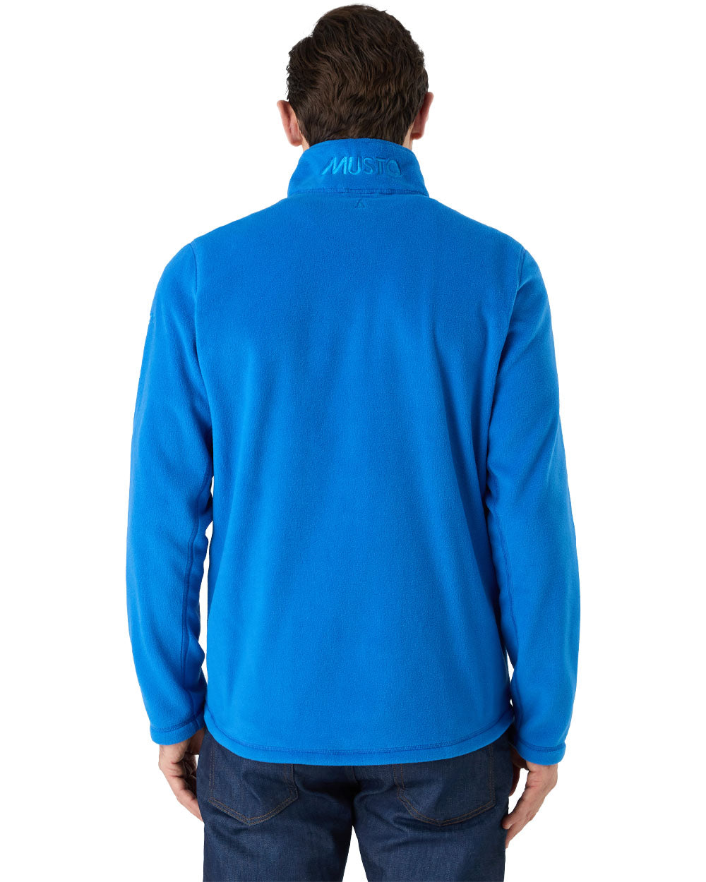 Aruba Blue coloured Musto Corsica Polartec 200gm Fleece 2.0 on White background 