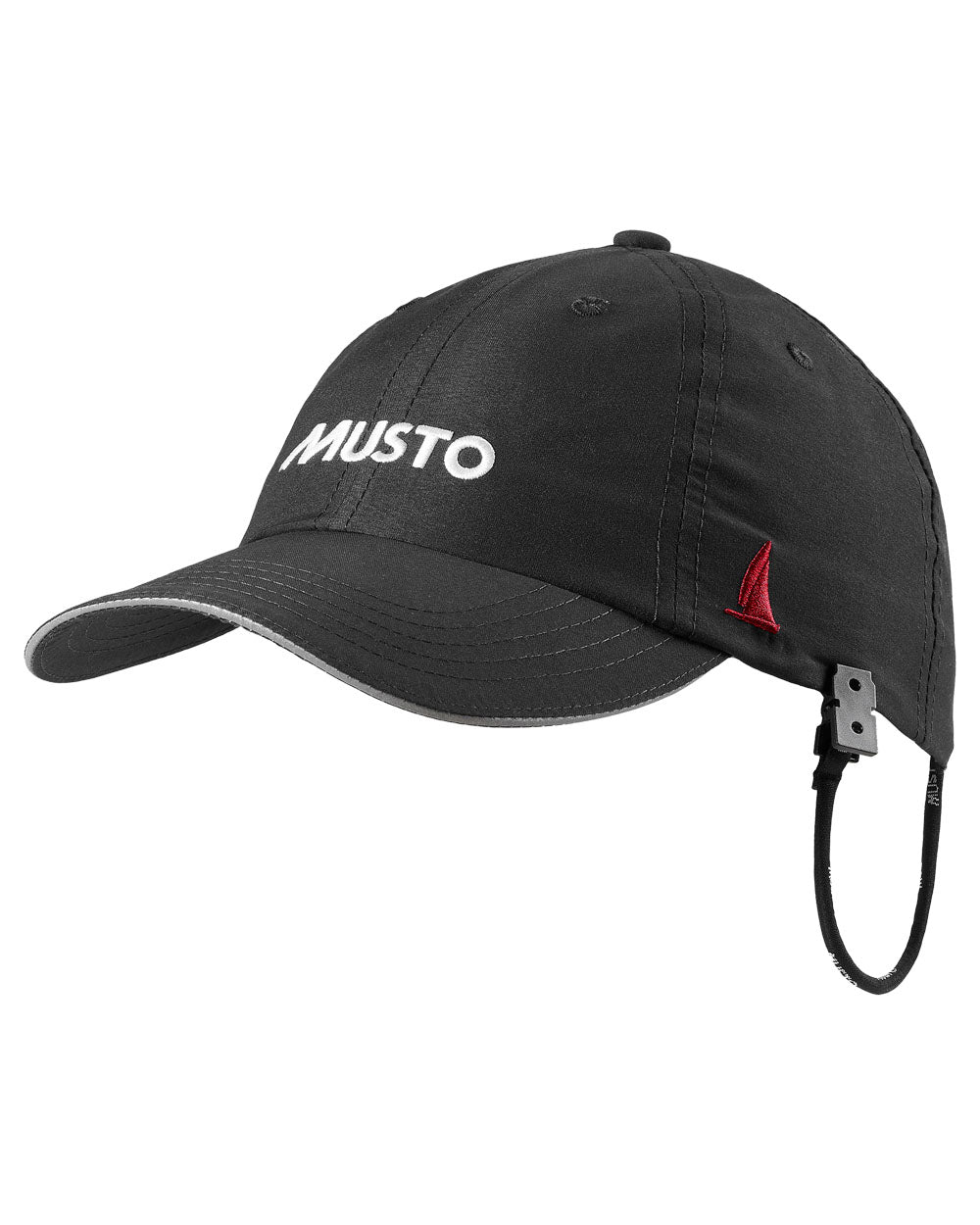 Black coloured Musto Essential Fast Dry Crew Cap on white background 