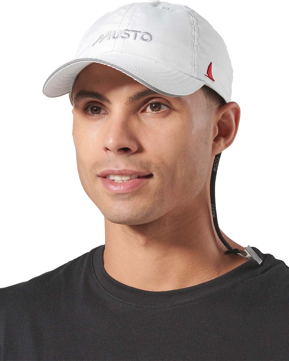 White coloured Musto Essential Fast Dry Crew Cap on White background 