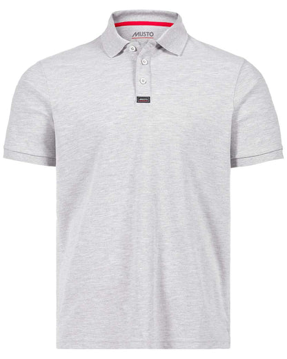 Grey Melange coloured Musto Essential Pique Polo Shirt on White background 