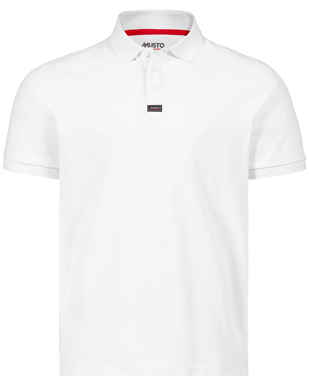 White coloured Musto Essential Pique Polo Shirt on White background 