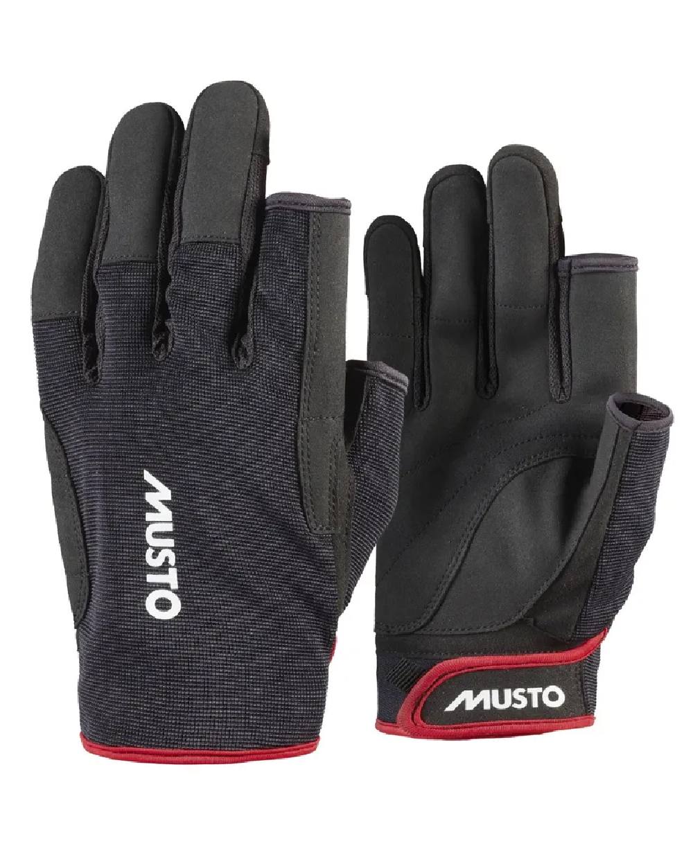 Black Coloured Musto Essential Sailing Long Finger Glove 2.0 on White Background
