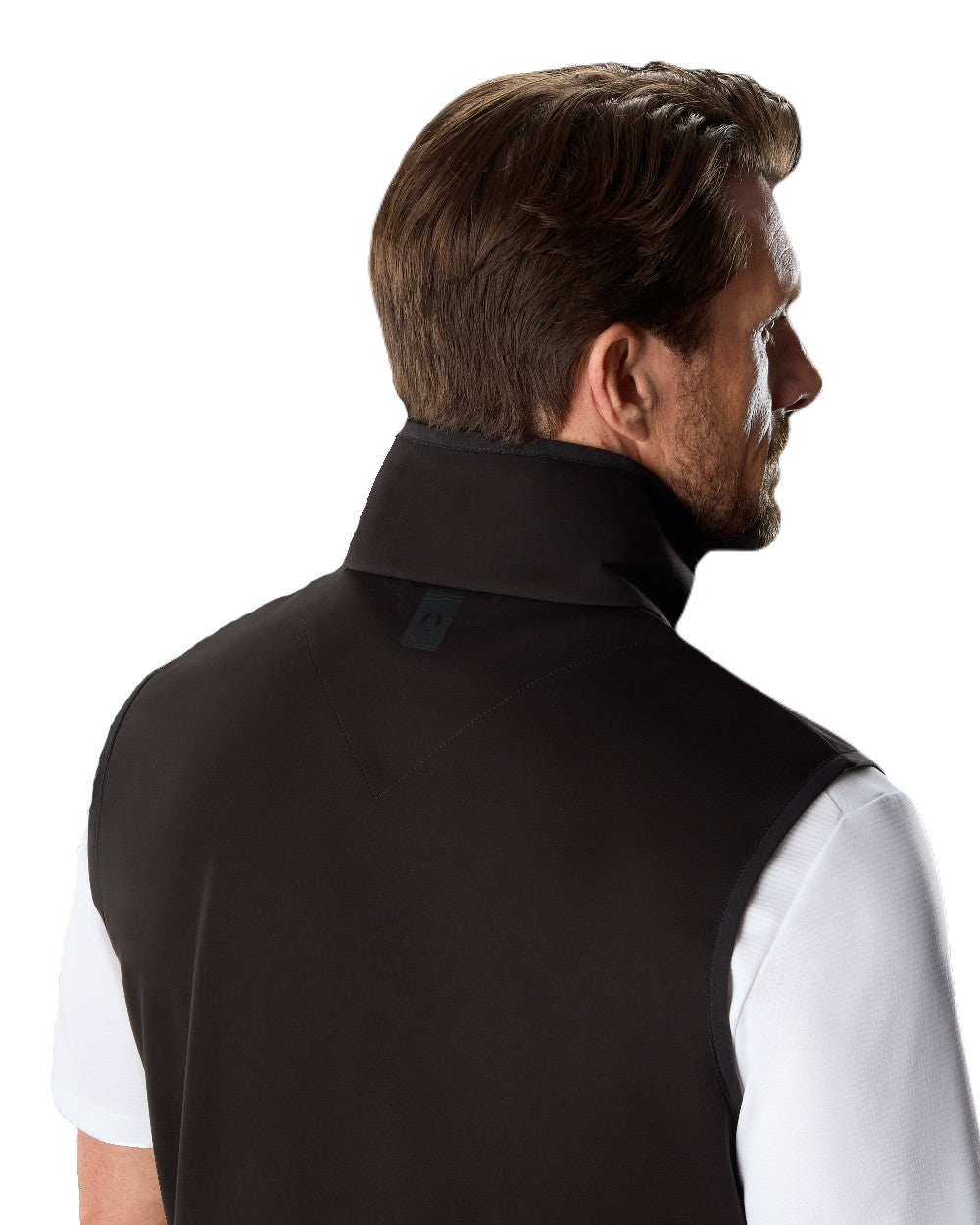 Black Coloured Musto Evo Crew Softshell Vest on White Background

