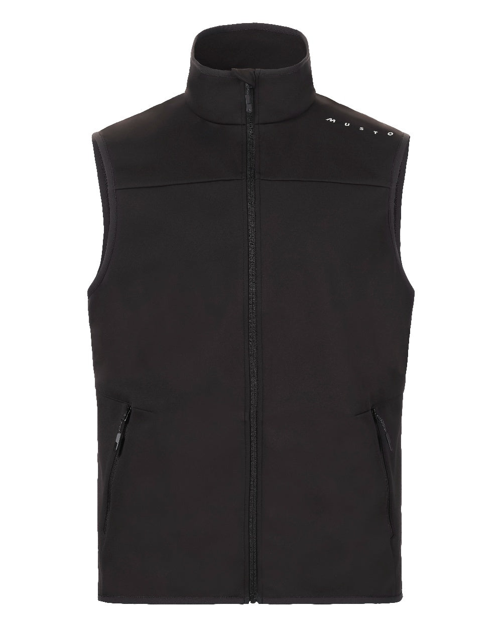 Black Coloured Musto Evo Crew Softshell Vest on White Background
