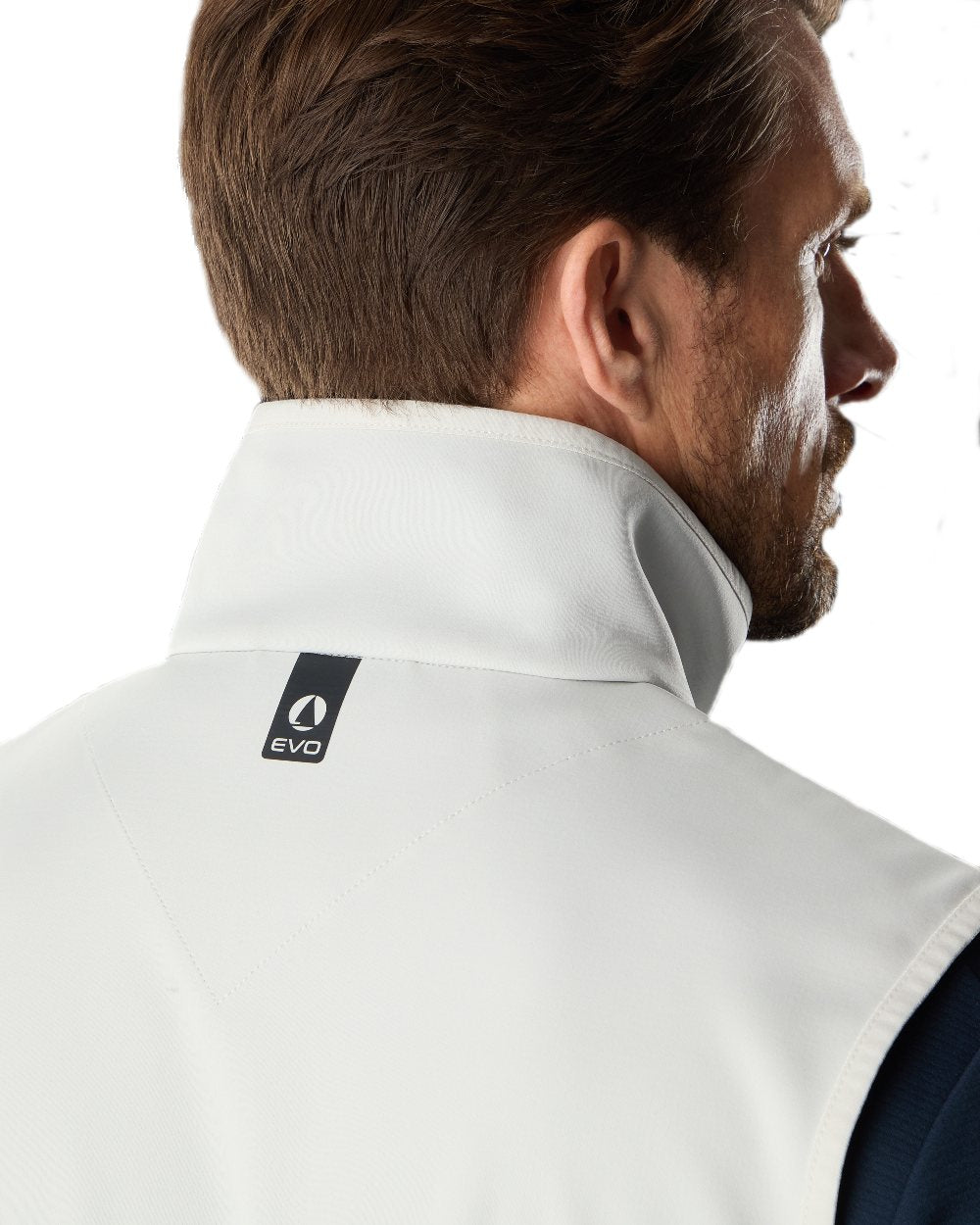 Platinum Coloured Musto Evo Crew Softshell Vest on White Background
