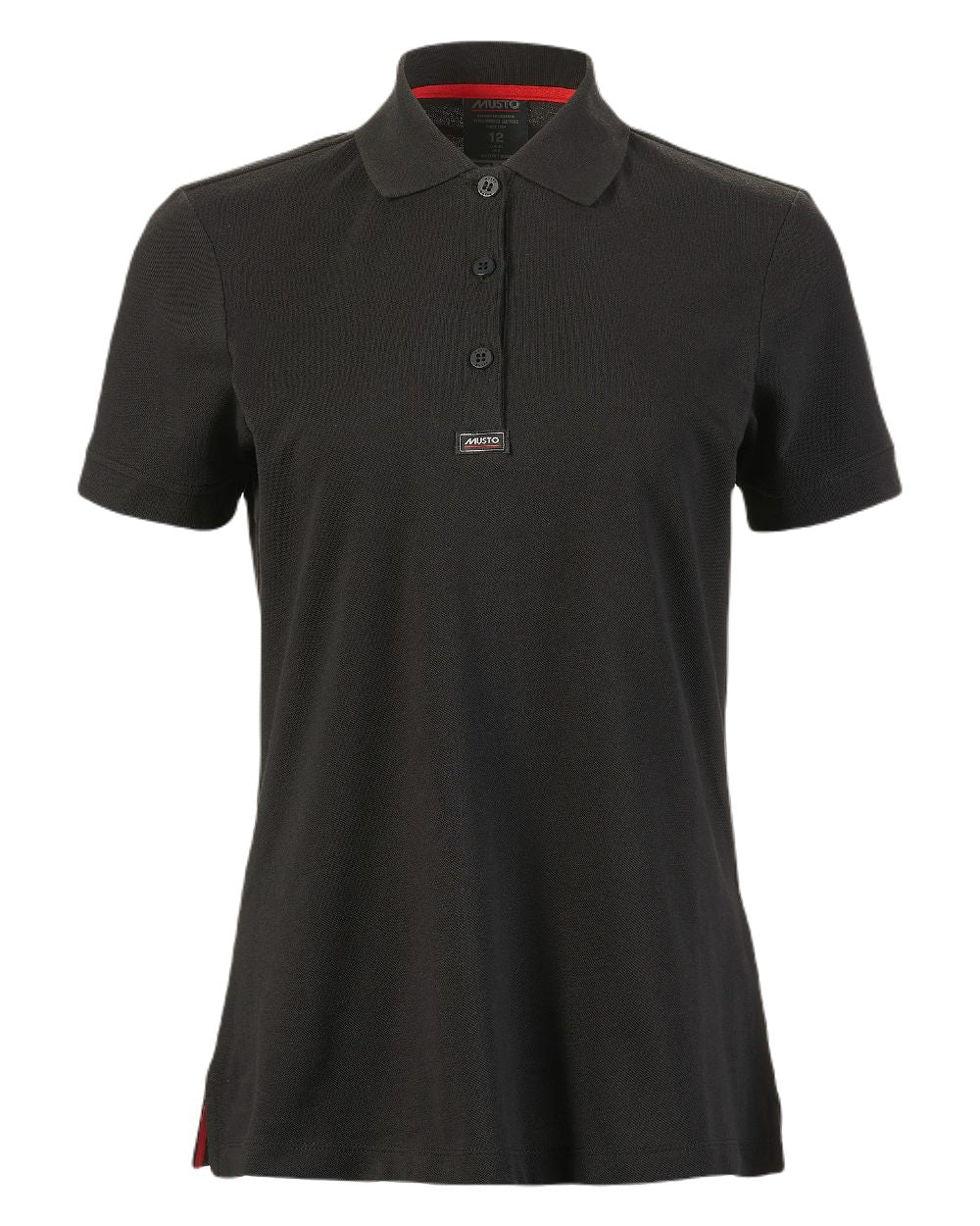Black Coloured Musto Ladies Essential Pique Polo Shirt on White Background
