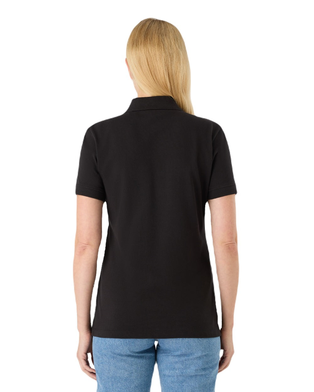 Black Coloured Musto Ladies Essential Pique Polo Shirt on White Background

