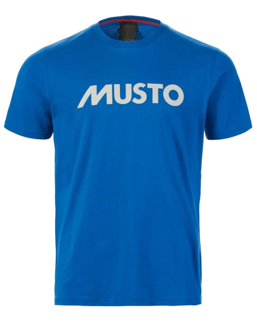 Aruba Blue Coloured Musto Logo Tee On A White Background 
