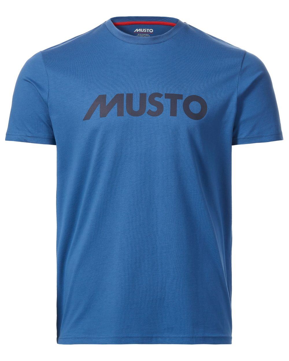 Marine Blue Coloured Musto Logo Tee On A White Background 