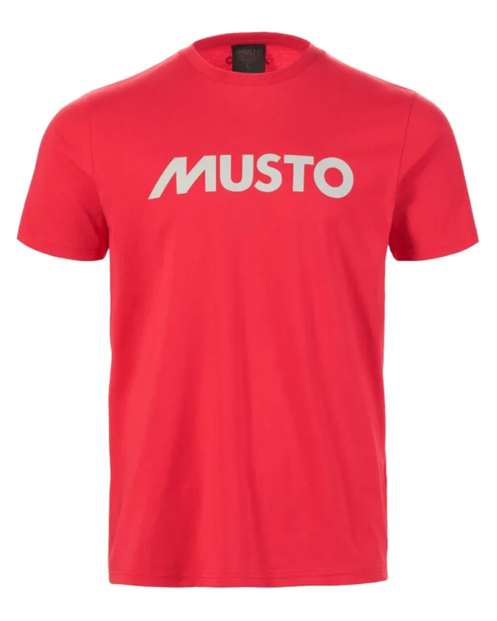 True Red Coloured Musto Logo Tee On A White Background 