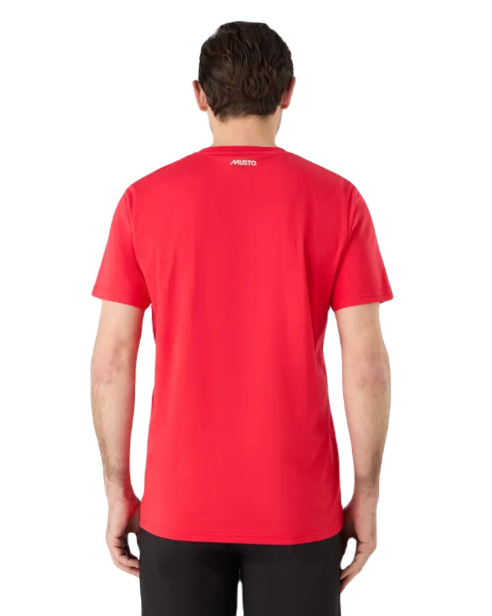 True Red Coloured Musto Logo Tee On A White Background 