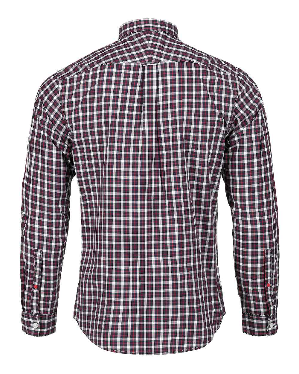 True Red coloured Musto Marina Long Sleeve Check Shirt on white background 