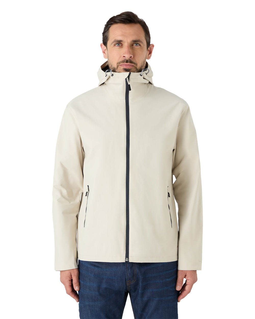 Pumice coloured Musto Marina Rain Jacket on White background 