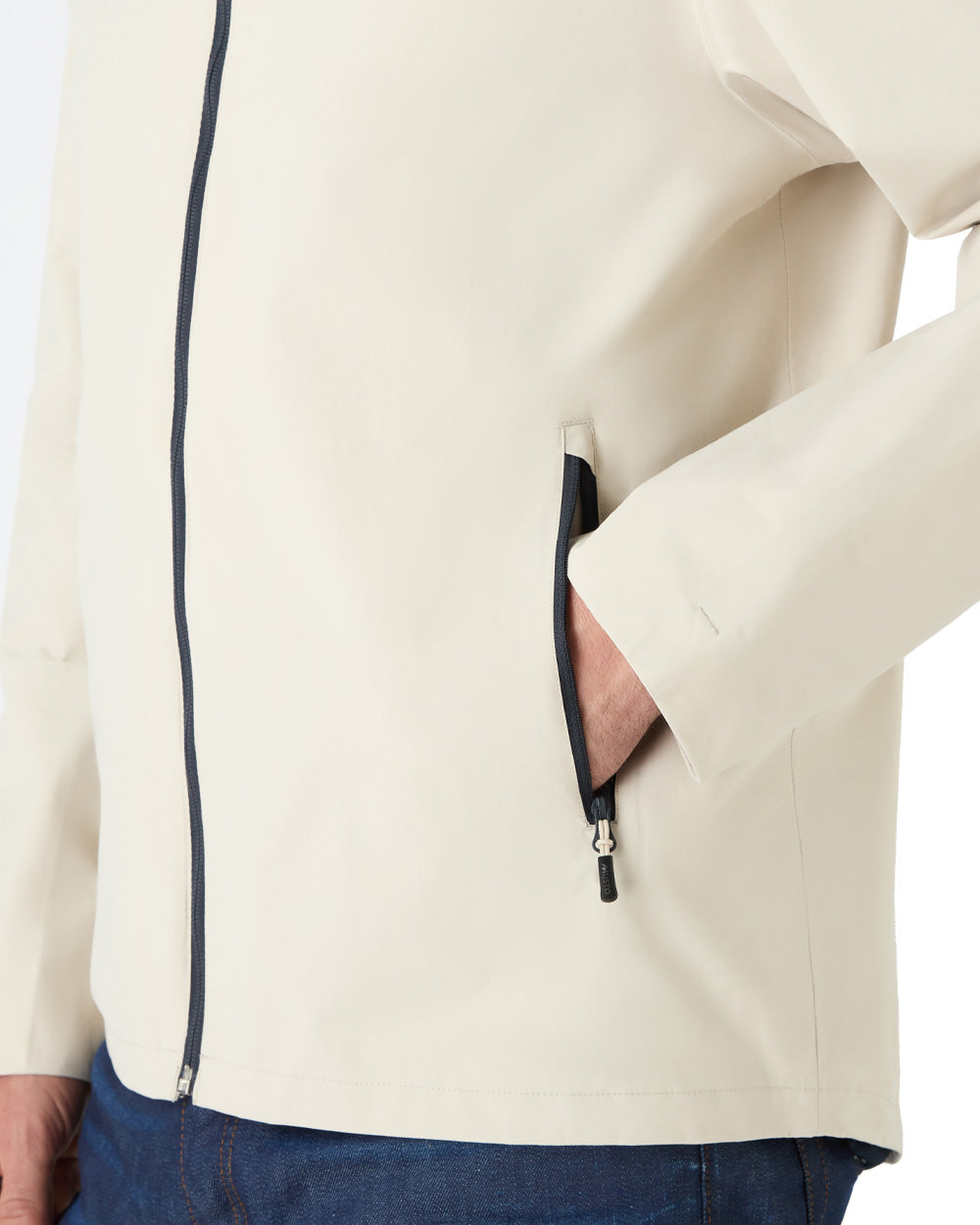 Pumice coloured Musto Marina Rain Jacket on White background 